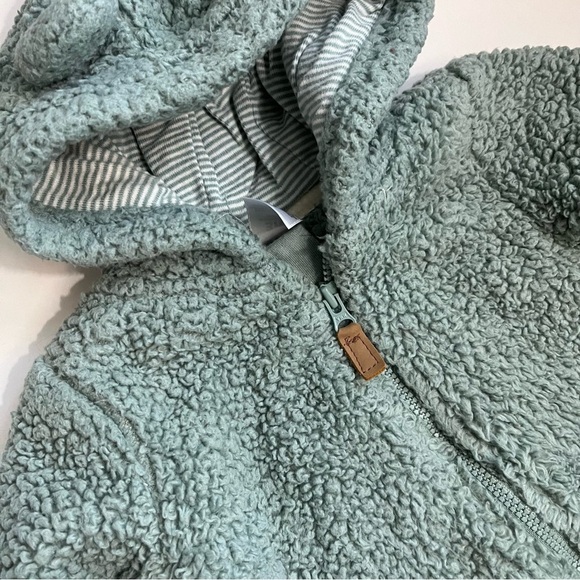 Carter's • Baby 3 Months Hooded Sherpa Bunting Pram - Green - Picture 4 of 6